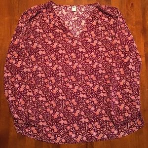 Old Navy Purple Floral Long Sleeve Blouse